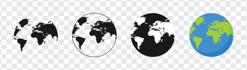 Planet Icon Set | Global Map and Earth Symbols Collection