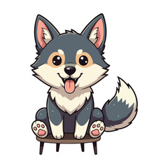 Cute wolf Cartoon Vector Icon Illustration Animal Nature Icon Concept Isolated Premium Vector
