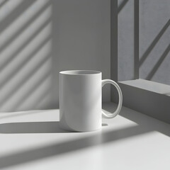 Obraz premium minimalist white background for a mug mock up