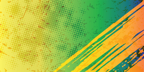 Yellow and blue background with grunge pattern and dots.