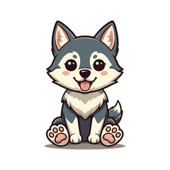 Cute wolf Cartoon Vector Icon Illustration Animal Nature Icon Concept Isolated Premium Vector