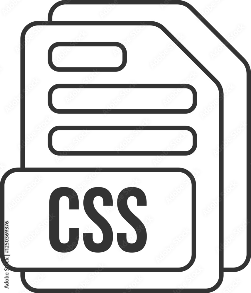 Fototapete css file format icon black outline