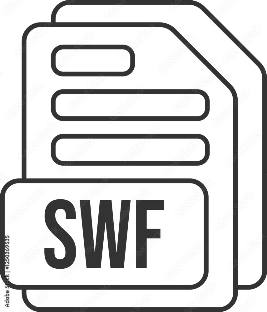 Fototapete swf file format icon black outline
