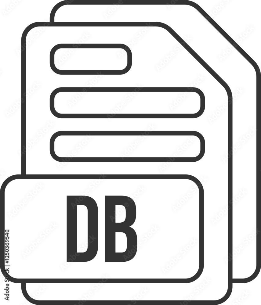 Fototapete db file format icon black outline