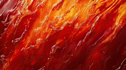 Abstract Fluid Art: Dynamic Swirls of Crimson, Amber and Golden Hues