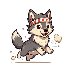 Cute wolf Cartoon Vector Icon Illustration Animal Nature Icon Concept Isolated Premium Vector