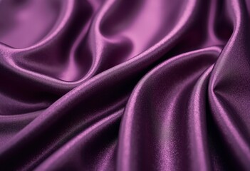 Obraz premium Deep plum or dark purple satin fabric with glossy folds and soft ripples, luxurious silk texture background