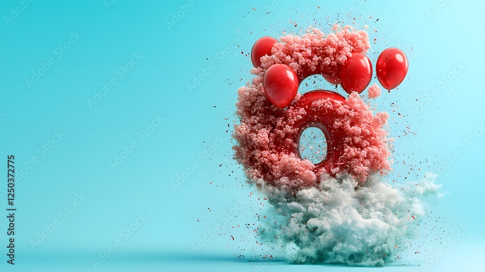 Poster vivid and dynamic abstract art background featuring an explosive burst of red and pink liquid paint 