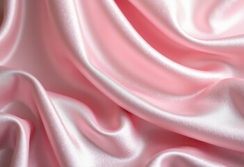 Obraz premium Soft pink satin fabric with flowing drapes and glossy texture, for background or overlay effect