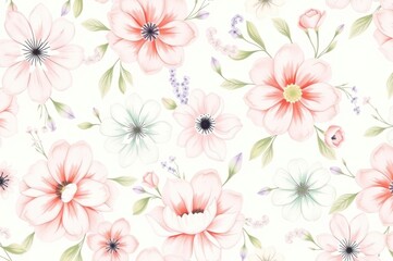 Seamless Watercolor Pastel Floral Pattern