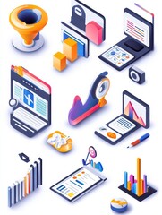 Search engine optimization services icons set. Market analytics, customer feedback analysis. Local SEO, reputation management, mobile SEO metaphors. Vector isolated concept metaphor illustrations