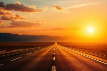 Fototapeta premium Sunset Highway Road Trip