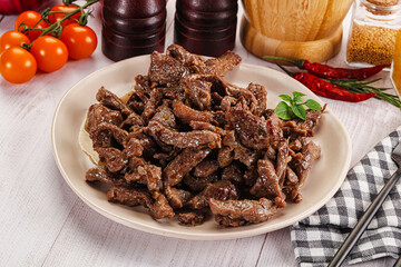 Stew beef slices with gravy