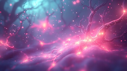 A visually stunning web of interconnected neural pathways glowing in a high-tech futuristic scene