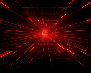 Red Digital Tunnel Futuristic Background