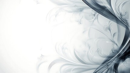 Abstract Grey and White Floral Swirl Design