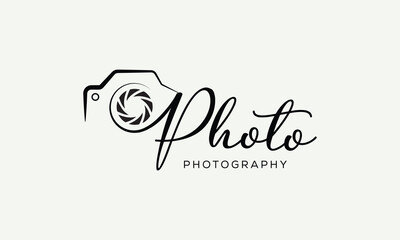camera logo, modern photography signature logo icon vector
