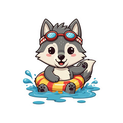 Cute wolf Cartoon Vector Icon Illustration Animal Nature Icon Concept Isolated Premium Vector