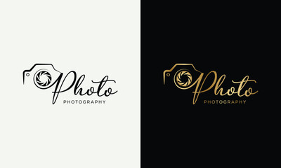 camera logo, modern photography signature logo icon vector