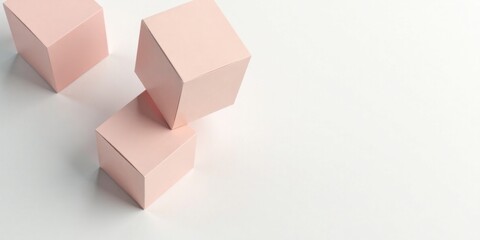 Obraz premium Pastel Pink Cubes Arranged on a Blank Surface for Product Presentation and Branding