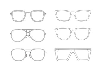 Vector 6 Styles of Eyeglass Line Drawings