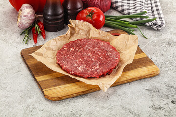 Raw beef burger cutlet minced meat