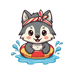 Cute wolf Cartoon Vector Icon Illustration Animal Nature Icon Concept Isolated Premium Vector