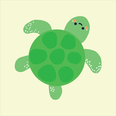 a green cute turtle design art vector