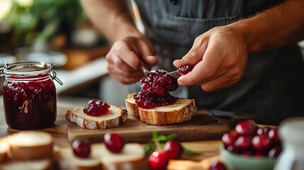 Delicious Homemade Cherry Jam on Toast