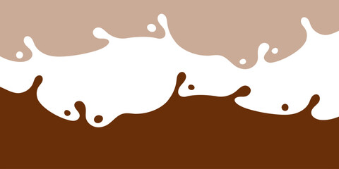chocolate and milk splash, melted choco brown and milkshake simple shape, cocoa milk waves, dark chocolate milk splashes for advertising dairy cacao products