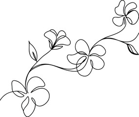 Elegant SingleLine Floral Design, Minimalist Botanical Art, Simple Flowers © Chaya