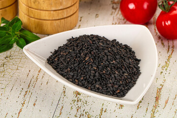 Black sesame seeds in the bowl
