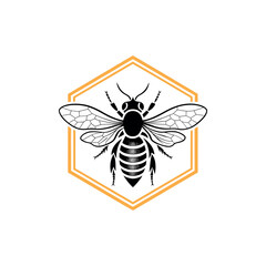 bee silhouette logo vector line art logo design