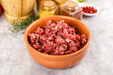Raw beef minced meat for cooking