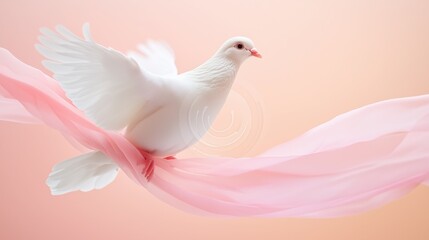 Obraz premium Feathery White Abstract Shape on Pastel Background Minimalist Feather Art, Soft Pastel Background, Feathery Abstract Art