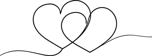 Intertwined Hearts Love, Romance, Unity, Couple, Passion, Line Art, Single Stroke, Minimalist, Desig