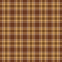 Plaid with twill weave repeat pattern.Gingham seamless pattern in brown.Checkered tartan Geometric graphic vector illustration background design for fabric and print.