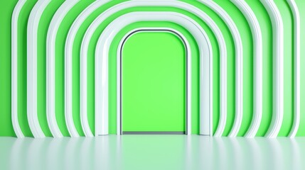 Obraz premium Modern Interior Design with Curved Archways on Green Background
