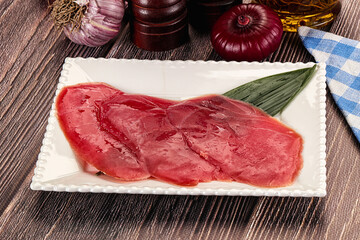 Raw tuna slises sashimi snack