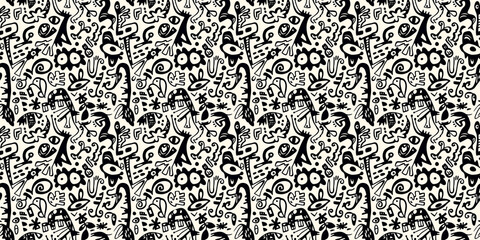 Cartoon hand-drawn doodles on the subject of summer holidays theme seamless pattern