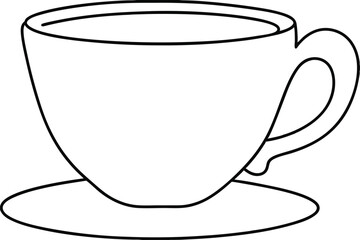 Simple Line Drawing of a Teacup and Saucer