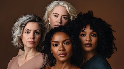 Obraz premium Portrait of Four Diverse Women: Celebrating Beauty, Strength, and Unity
