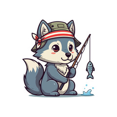 Cute wolf Cartoon Vector Icon Illustration Animal Nature Icon Concept Isolated Premium Vector