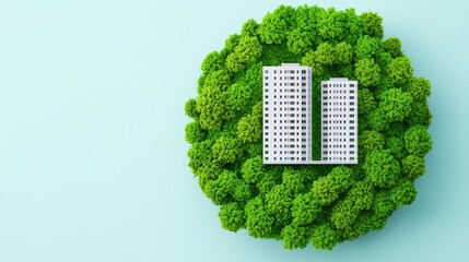 Modern Building Surrounded by Lush Green Trees and Nature