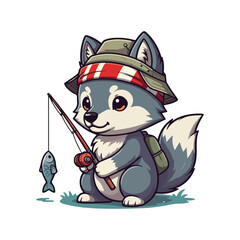 Cute wolf Cartoon Vector Icon Illustration Animal Nature Icon Concept Isolated Premium Vector