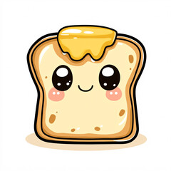cute cartoon toast with honey smiling  illustration