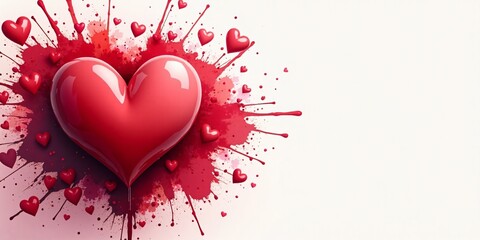 Valentine's and wedding day poster,card,banner design, Modern Abstract Heart Splashes Dynamic Brush for valentine with copy space