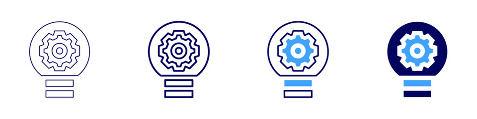 AI-powered innovation icon in 4 different styles. Thin Line, Line, Bold Line, Duotone. Duotone style. Editable stroke