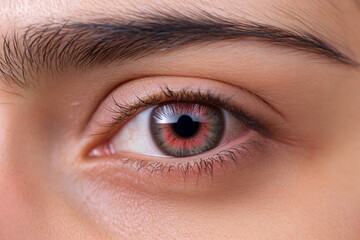 Obraz premium A close-up of a person's eye, showing signs of conjunctivitis