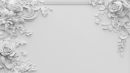 White Floral Relief Carving Frame Design